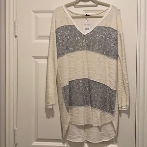 Free People White Sweater with sequins